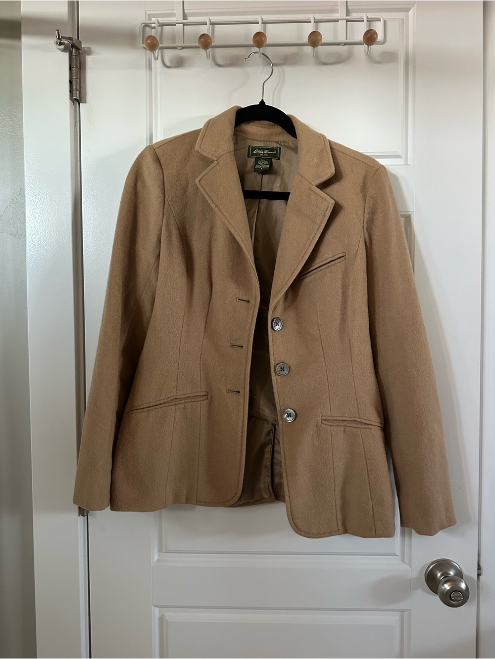 Eddie Bauer Camel Notched-Lapel Wool Blend Blazer